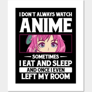 EAT SLEEP ANIME REPEAT Print T Shirt, Tees For Men, Casual Short Sleeve T-shirt For Summer Posters and Art